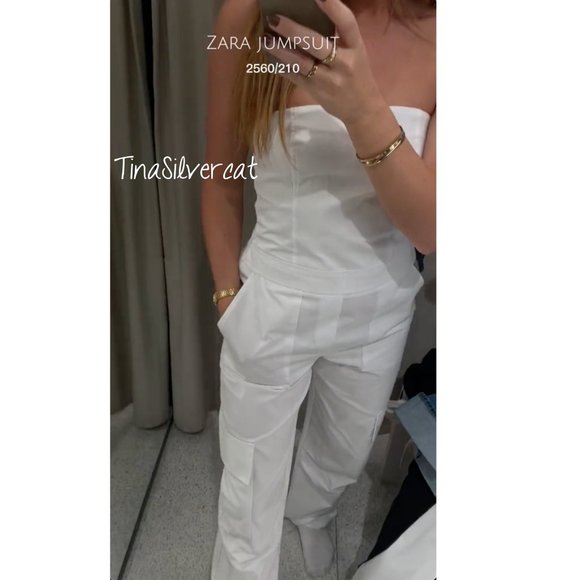 BLOGGER'S FAVE! Zara Strapless Cargo Jumpsuit White NWT - Picture 5 of 17